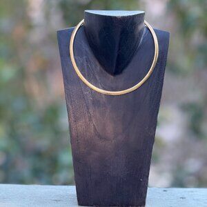 Omega Gold Colored Necklace 14" x 1/4" w/Bonus Starfish Ocean Charm Slide